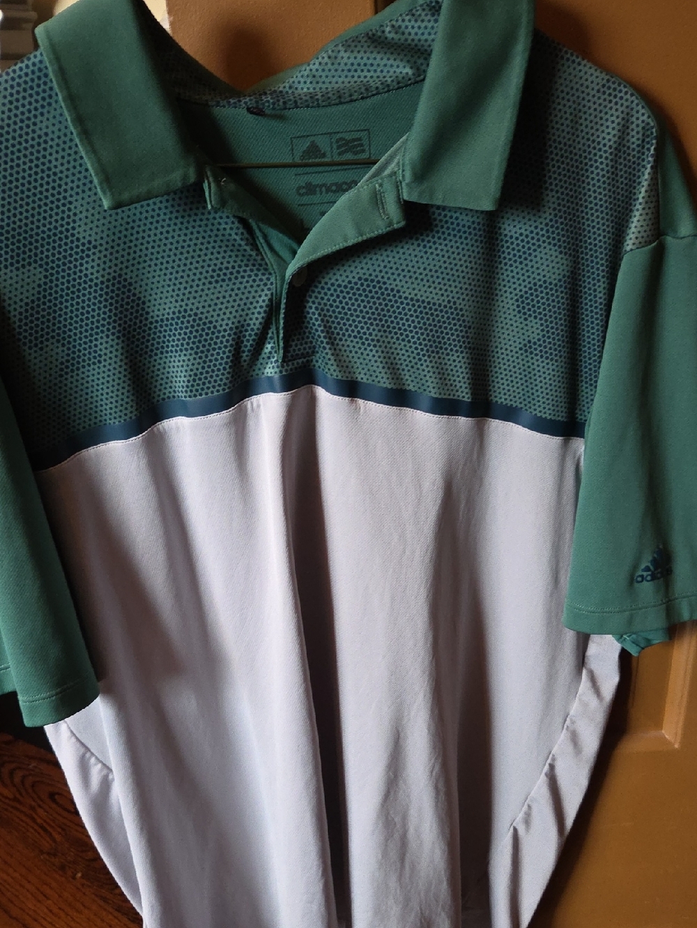 adidas Green and White Performance Polo